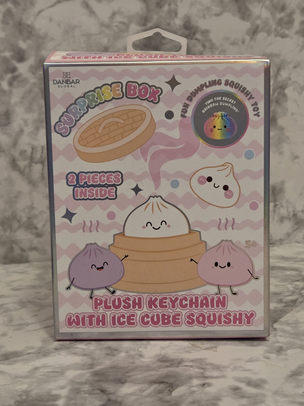 Danbar Surprise Box Plush Keychain with Ice Cube Squishy - 2 Pieces Inside